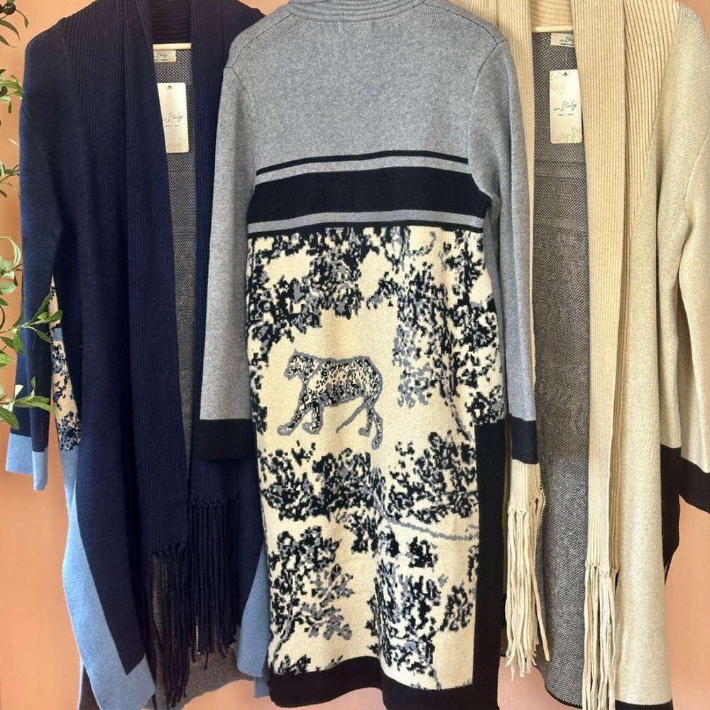 Animal Pint Long Open Italian Cardigan - Picture 4 of 5